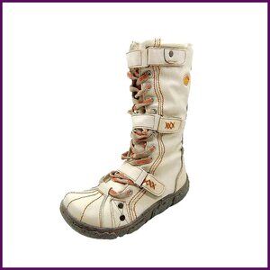 Washed PU Leather Flat Boots With Faux Fur Lining, Plus Size